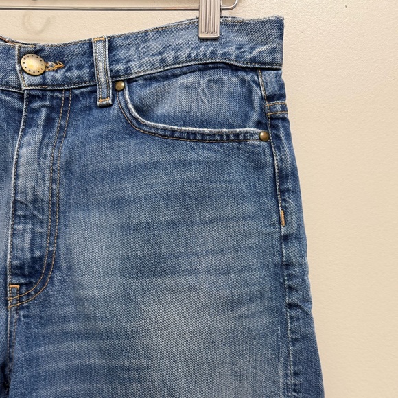 The GREAT. The Easy Cut Off Shorts Distressed Frayed Hem Stretch Denim Size 26 - Picture 5 of 8